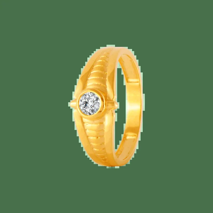 22KT Yellow Gold And American Diamond Ring For Men