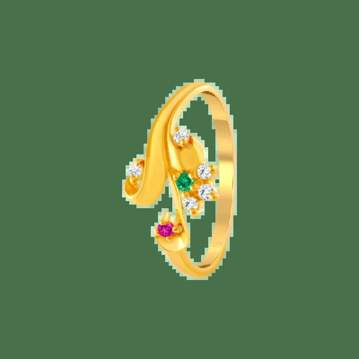 22KT Yellow Gold And American Diamond Ring For Women
