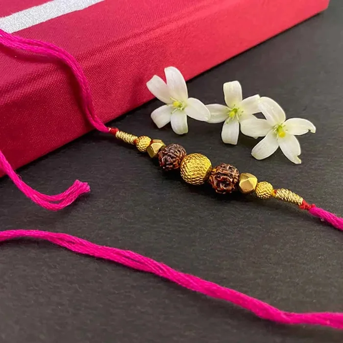22KT Yellow Gold Plastic Rudraksha Traditional Rakhi for Men’s