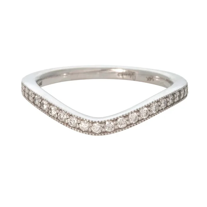 .23ctw Diamond Milgrain Halfway 14K White Gold Curved Band