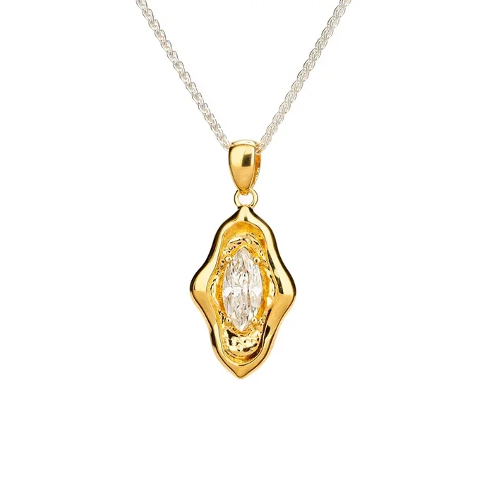 24k Vermeil over Silver Rocks ‘n Rivers Moissanite Pendant