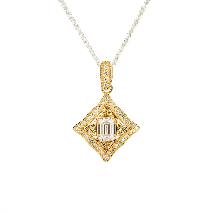 24k Vermeil over Silver with White Moissanite Alchemy Small Pendant