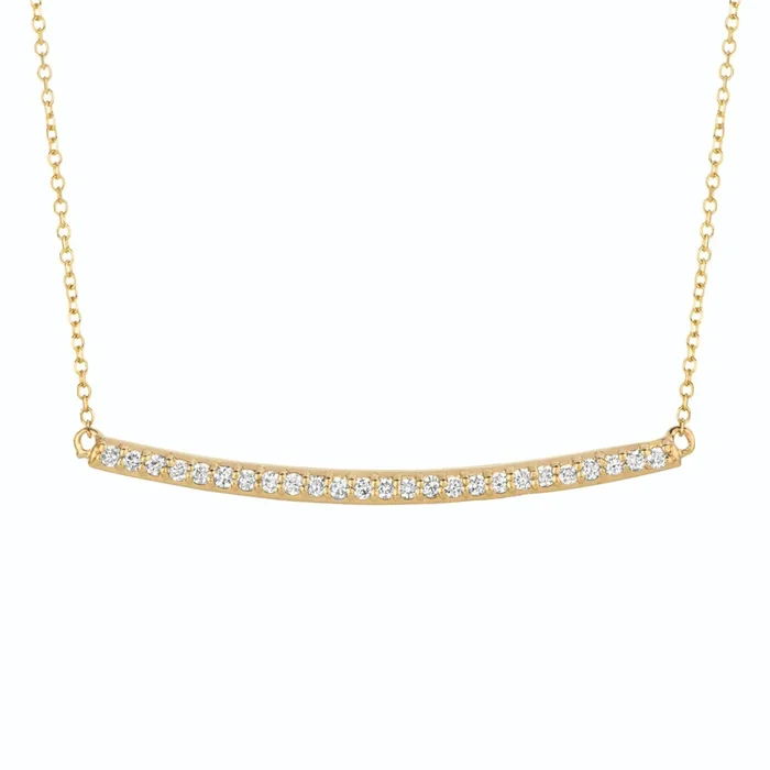 .25ctw Diamond Pavé Bar 14K Yellow Gold Necklace