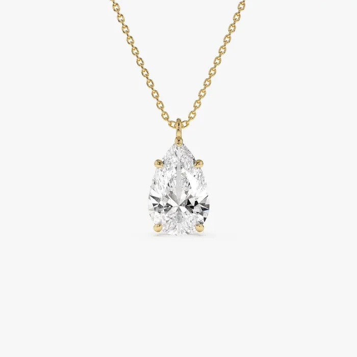3.00 Ctw 14k Pear Shaped Lab Grown Diamond Statement Pendant Necklace – Clio