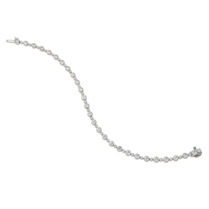 3.22ctw Diamond Milgrain Bezel 14K White Gold Tennis Bracelet