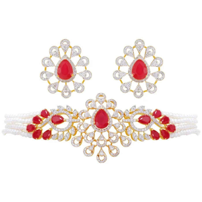 3.49Ct VS-SI/HI Diamond Choker Set With Gemstones in 18K Gold