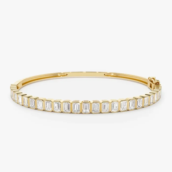 3.5 Ctw 14k Emerald Cut Lab Grown Diamond Bangle – Ellie
