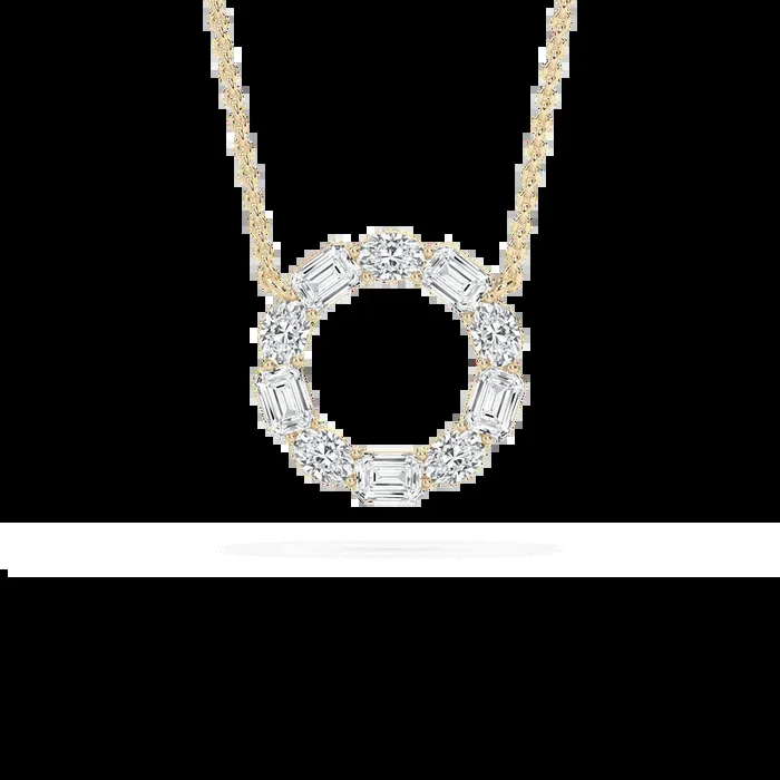 3 ctw Round and Emerald Lab Grown Diamond Celestial Circle Pendant – 18 Inches