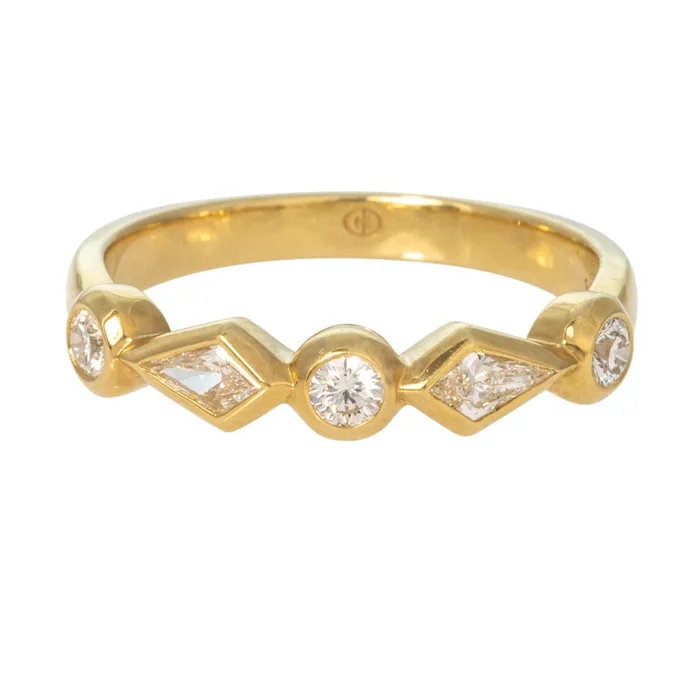 .35ctw Kite & Round Diamond Bezel Set Five-Stone Band