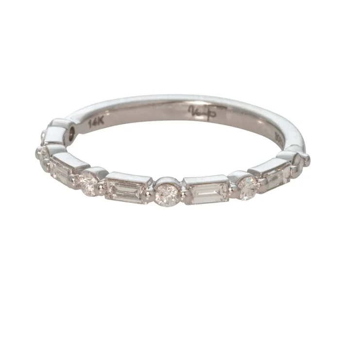 .38ctw Round & Baguette Diamond Halfway 14K White Gold Band
