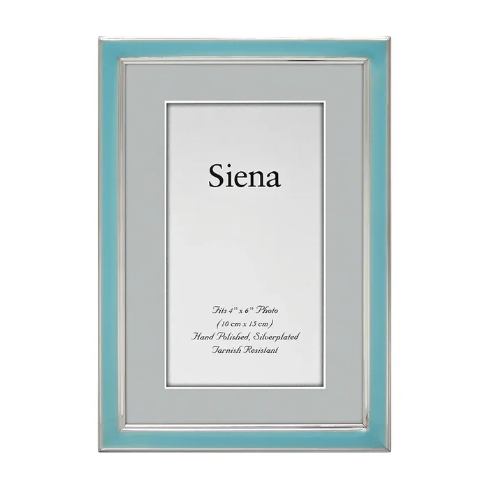 4×6 Baby Blue Enamel Silver Plated Picture Frame