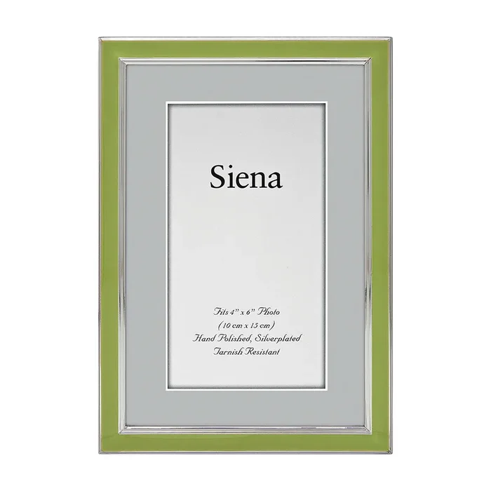 4×6 Green Enamel Silver Plated Picture Frame