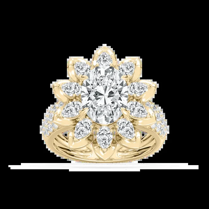 4 ¾ ctw Oval, Pear and Round Lab Grown Diamond Floral Ring