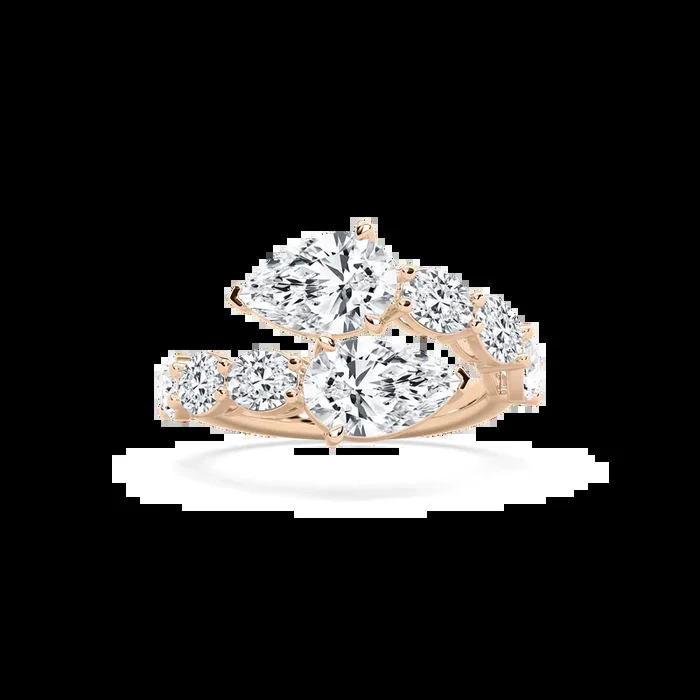 4 ⅞ ctw Pear and Oval Lab Grown Diamond Toi et Moi Bypass Ring