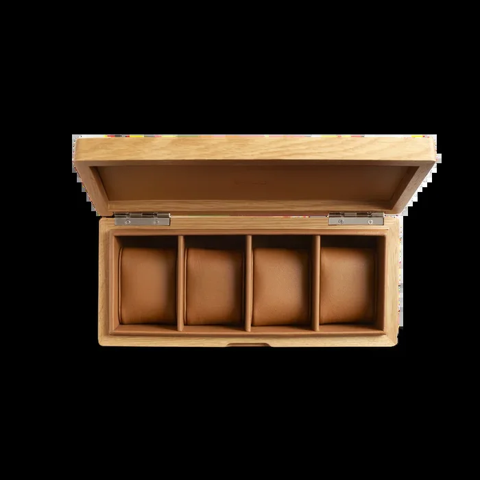 4 Slot Watch Box – Oak / Tan