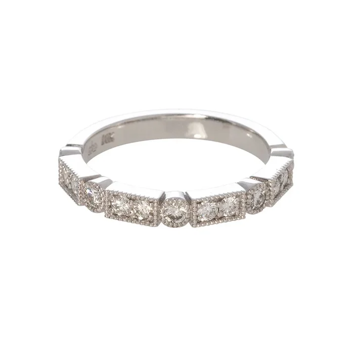 .40ctw Diamond Milgrain Halfway 14K White Gold Band