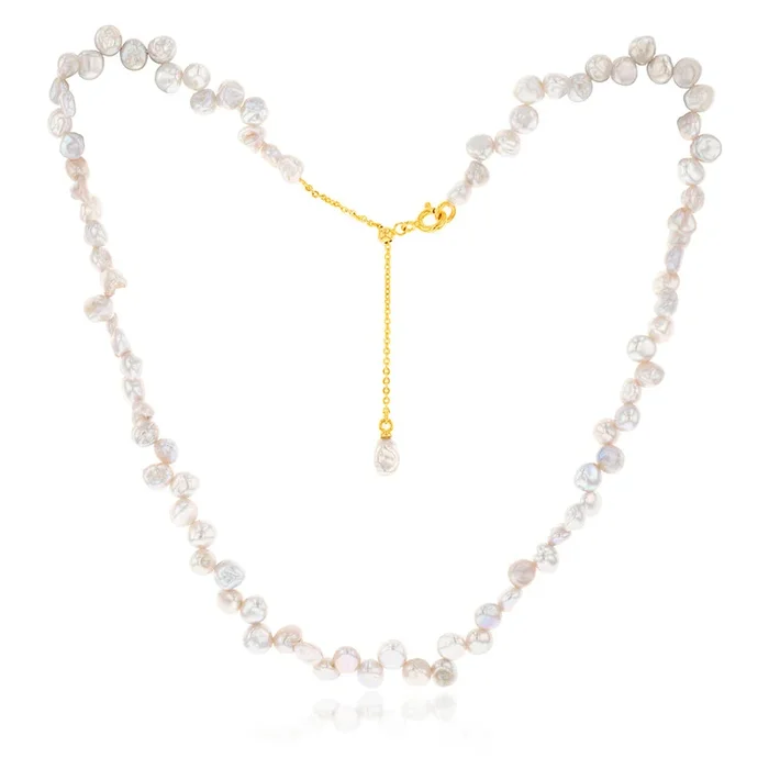 45cm Freshwater Pearl Keshi Strand with Gold Plated Clasp