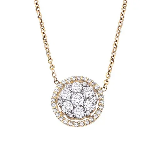 .47ctw Diamond Cluster Halo 14K Gold Pendant Necklace