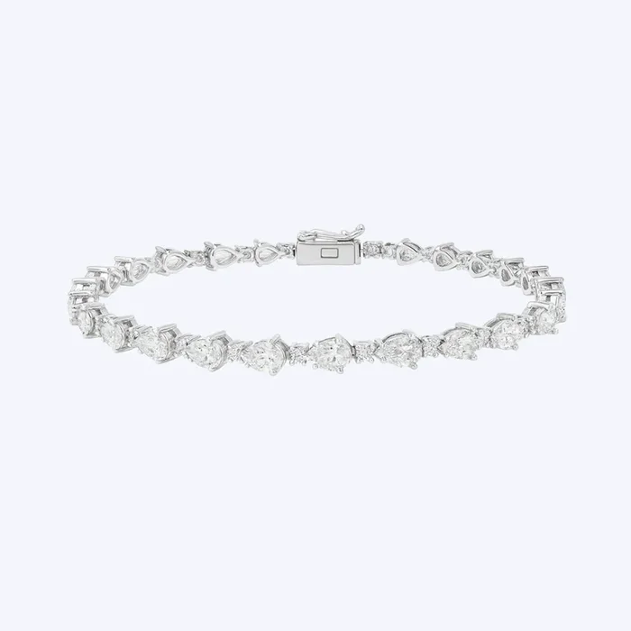 5.16ctw Pear and Round Brilliant Diamond Alternating Tennis Bracelet