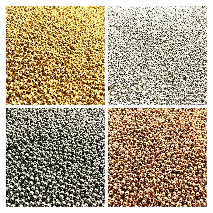 500/200/50pcs 2/4/6mm Gold/Silver/Bronze Tone Metal Beads Smooth Ball Spacer Beads For Jewelry Making