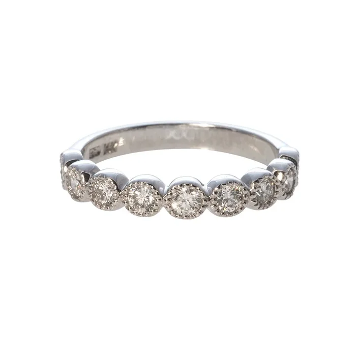 .53ctw Diamond Bezel Milgrain Halfway 14K White Gold Band