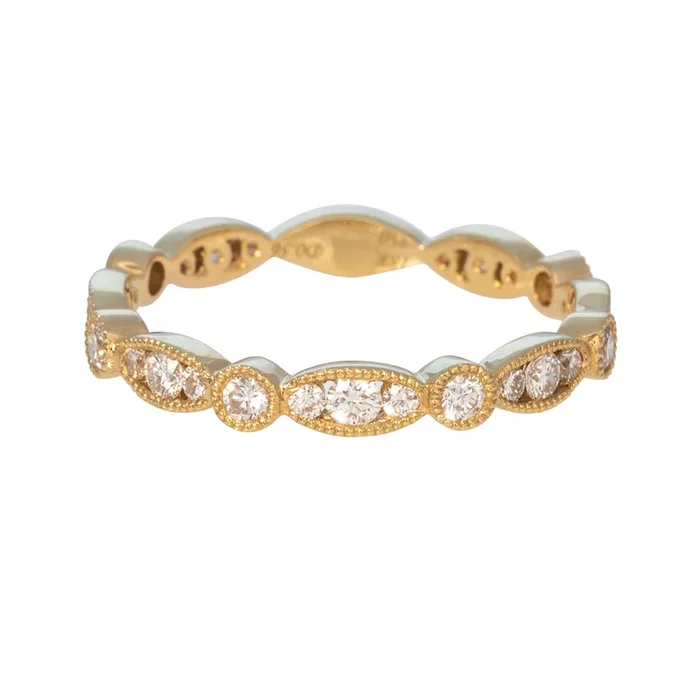 .57ctw Diamond Milgrain 18K Yellow Gold 3/4 Eternity Band