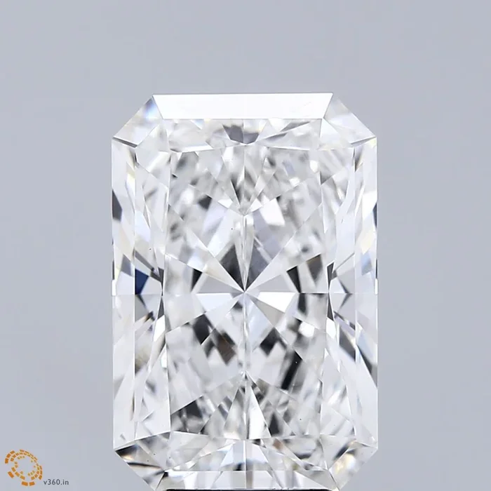 6.07 Carat Radiant Shaped, Ideal Cut, F Color, VS1 Clarity, IGI Certified Lab Grown Diamond