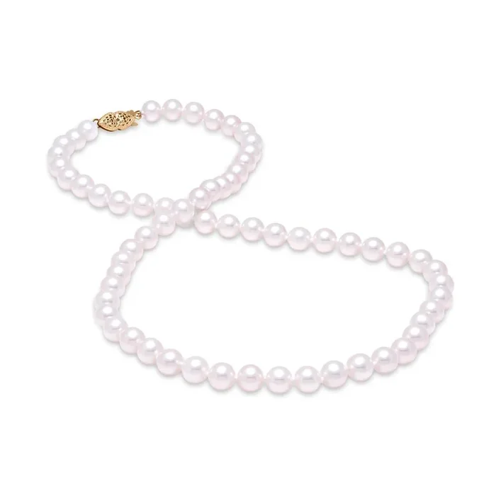 6.5-7mm Freshwater Pearl Strand 14K Gold Filigree Clasp Necklace