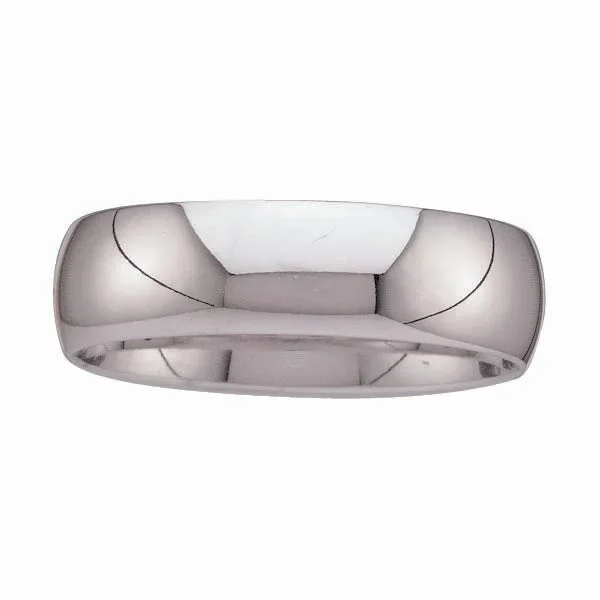 6MM Comfort Fit Wedding Ring in 14KT White Gold. Size 10