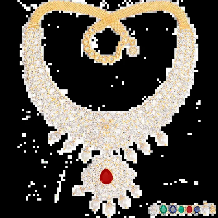 7.40Ct VVS/EF Diamond Necklace With Changeable Gemstones in 18K Gold
