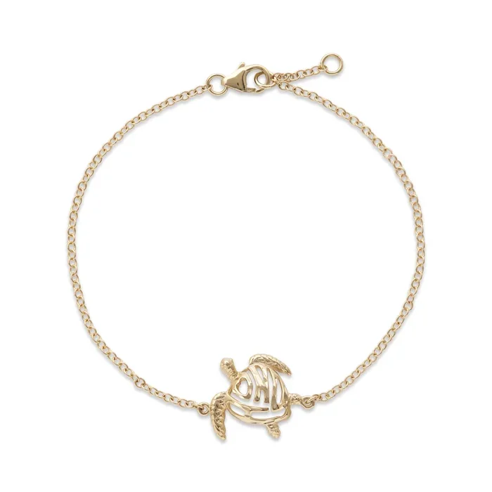 7-7.5″ Adjustable Honu Bracelet in Gold – 15mm