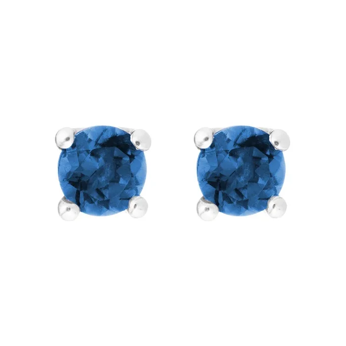 .70ctw Round Sapphire 14K White Gold 4mm Stud Earrings