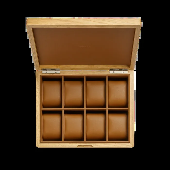 8 Slot Watch Box – Oak / Tan
