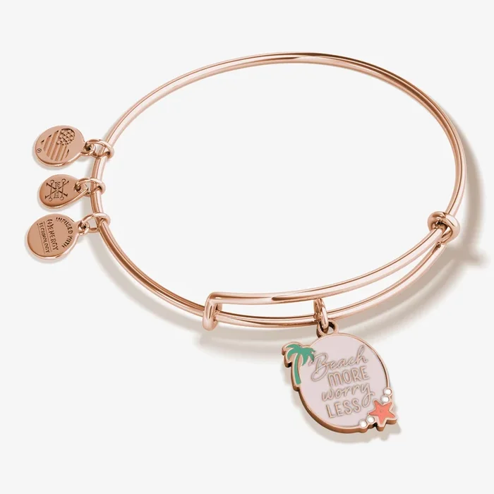 ‘Beach More, Worry Less’ Charm Bangle