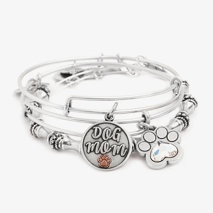 ‘Dog Mom’ Charm Bangle, Set of 3