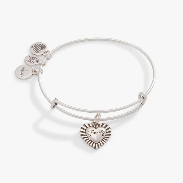 ‘Family’ Heart Charm Bangle Bracelet