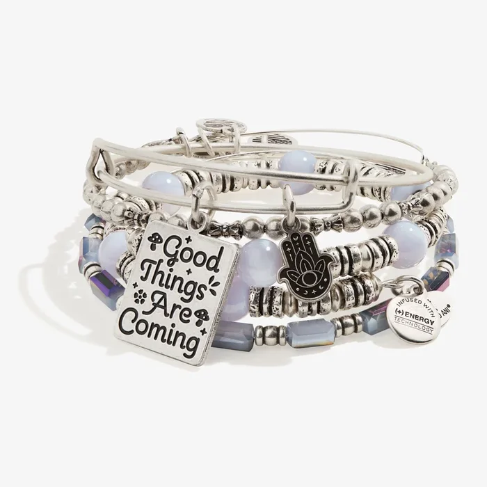 ‘Good Things Are Coming’ Charm Bangles, Set of 4