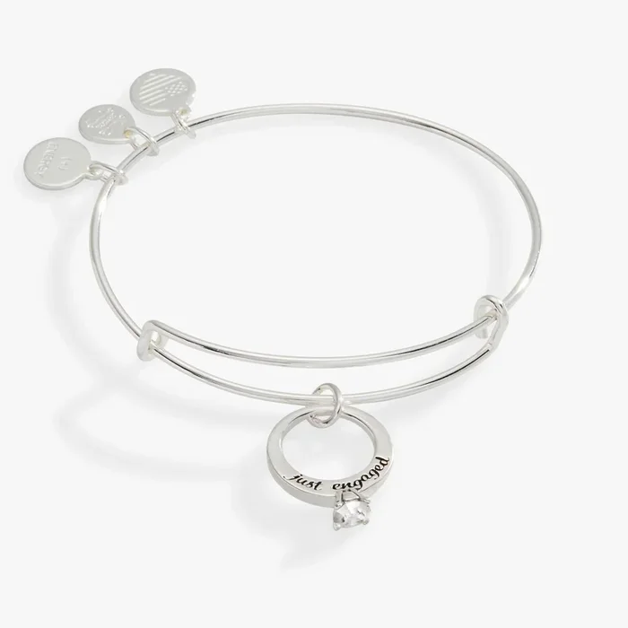 ‘Just Engaged’ Charm Bangle Bracelet