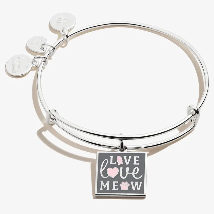 ‘Live, Love, Meow’ Charm Bangle