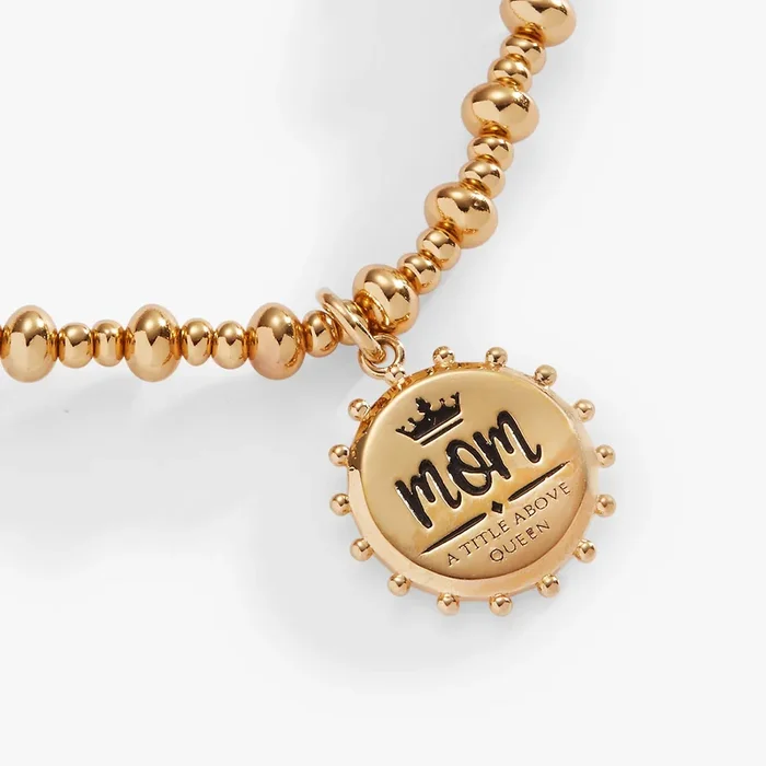 ‘Mom, A Title Above Queen’ Beaded Stretch Charm Bracelet