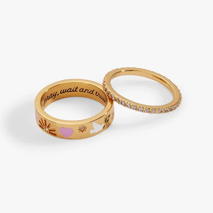 ‘Pray, Wait and Trust’ Ring Set of 2