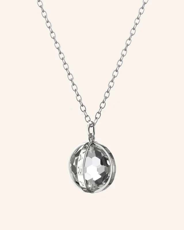 “Carpe Diem” Sterling Silver Necklace with Rock Crystal