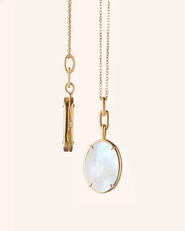 “Elle” Stone Slim 18K Yellow Gold Locket Necklace