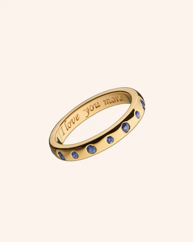 “I Love You More” Sapphire Poesy Stackable Ring