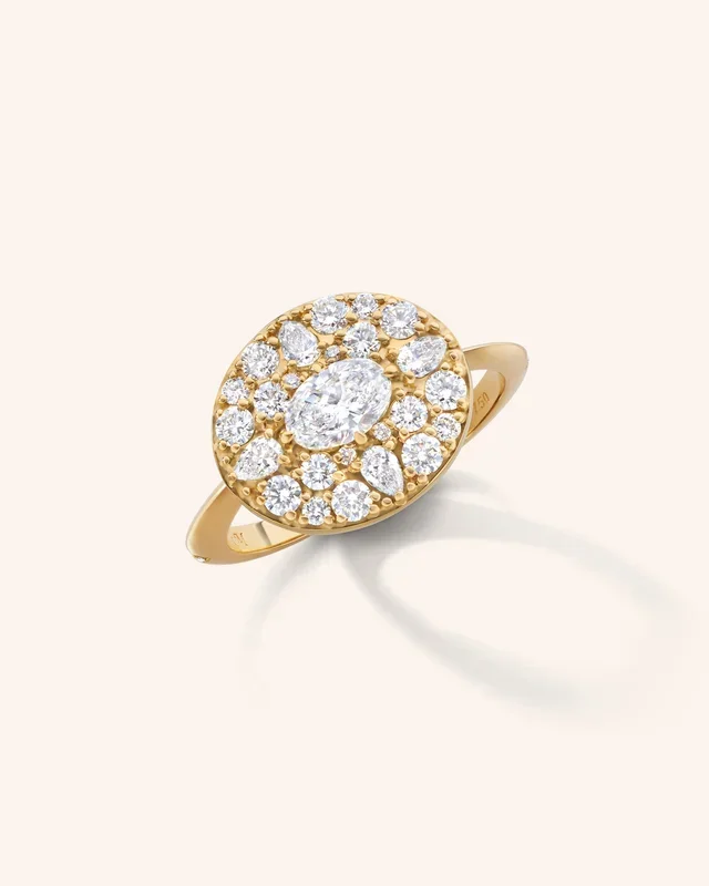 “Points North” Diamond Ring with Oval, Round and Pear Shaped Diamonds
