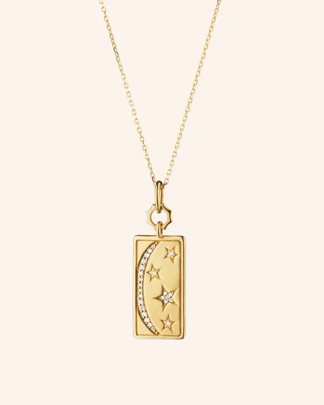 “Sun, Moon, and Stars” 18K Gold Necklace with Diamonds