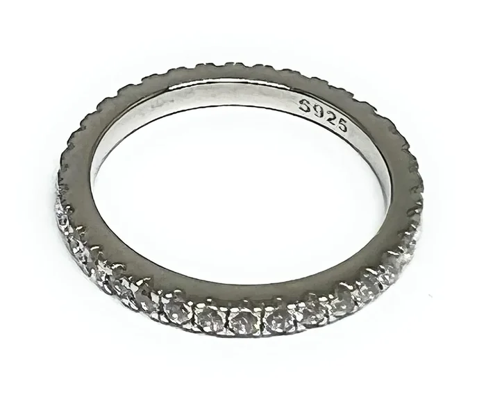 .925 Silver Classic Band CZ Ring (FCS 37)