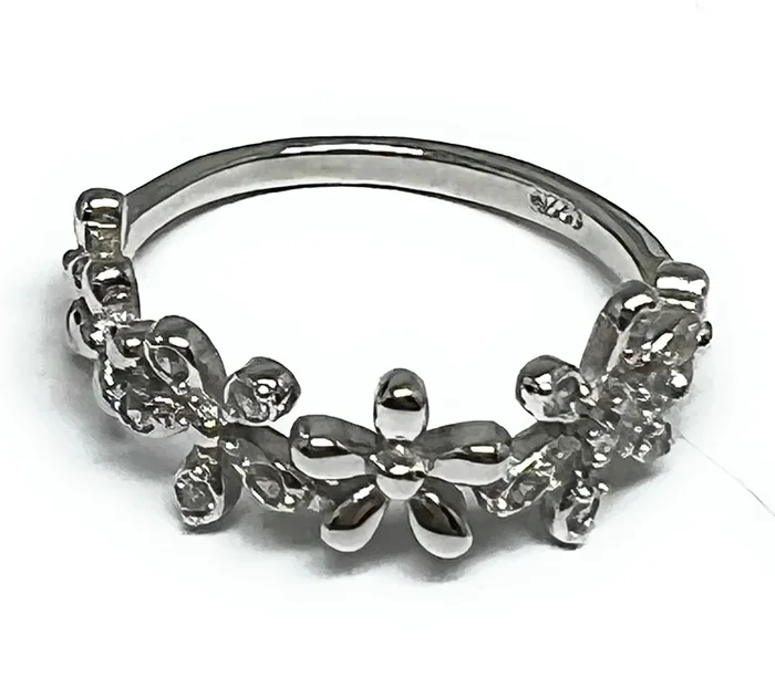 .925 Silver CZ Flower Ring (FCS 07)