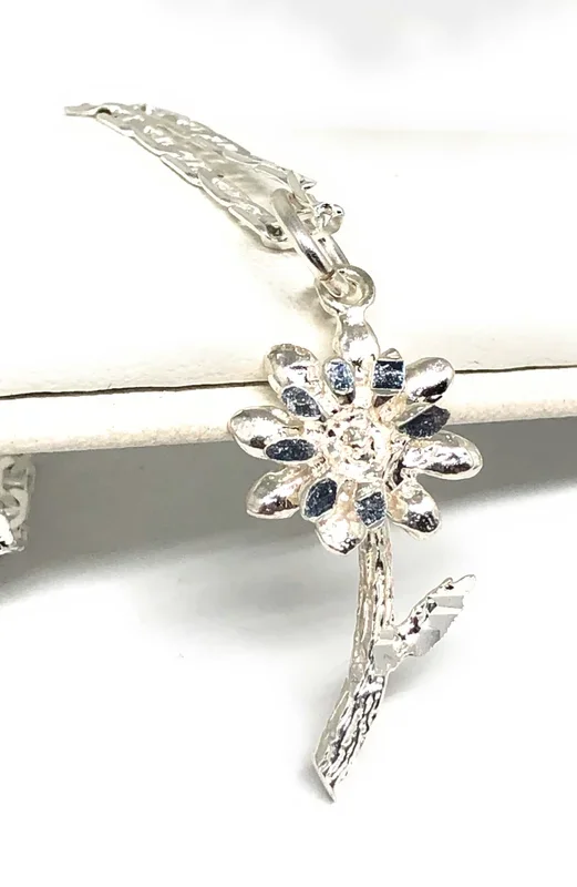 .925 Silver Flower Pendant Necklace with Chain Options