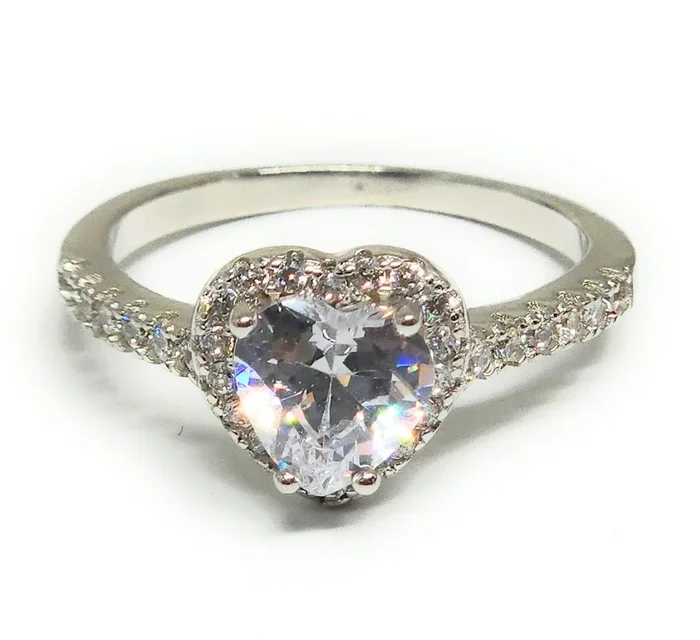 .925 Silver Heart CZ Ring